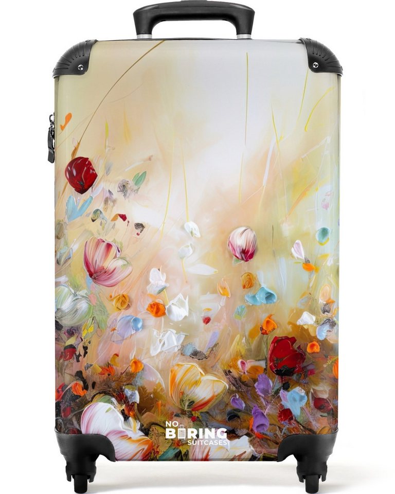 NoBoringSuitcases.com© Hartschalen-Trolley Ölfarben - Blumen - Farbenfroh - Natur 55x35x20cm, 4 Rollen, Reisetasche mit Rollen, Koffer Handgepäck Flugzeug von NoBoringSuitcases.com©