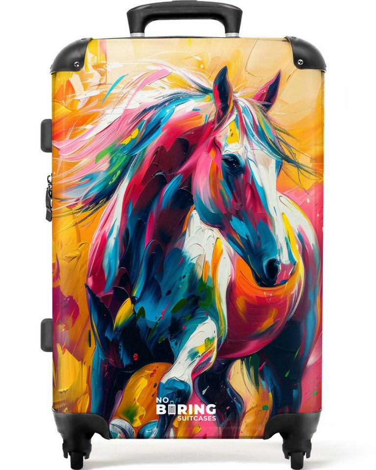NoBoringSuitcases.com© Hartschalen-Trolley Ölgemälde Kunstwerk eines galoppierenden Pferdes 67 cm - 72 L, 4 Rollen, Koffer Mittelgroß für 20kg, Suitcase für Erwachsene, Reisekoffer von NoBoringSuitcases.com©