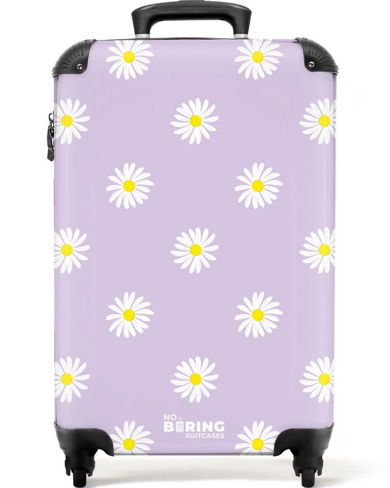 NoBoringSuitcases.com© Hartschalen-Trolley Pastellviolett mit Gänseblümchen 55x35x20cm, 4 Rollen, Handgepäck Koffer & Trolleys, Luggage, Reisekoffer Frauen von NoBoringSuitcases.com©