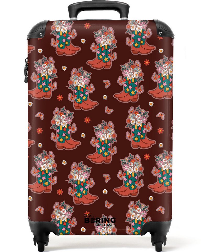 NoBoringSuitcases.com© Hartschalen-Trolley Retro Disco Stiefel Buchmuster bunt 55x35x20cm, 4 Rollen, Kinder Koffer Klein, Trolley Handgepäck, Reisekoffer von NoBoringSuitcases.com©