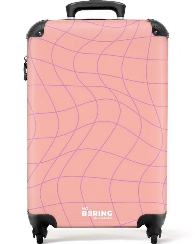 NoBoringSuitcases.com© Hartschalen-Trolley Rosa mit lila Wellenlinien 55x35x20cm, 4 Rollen, Handgepäck Koffer & Trolleys, Luggage, Reisekoffer Frauen von NoBoringSuitcases.com©