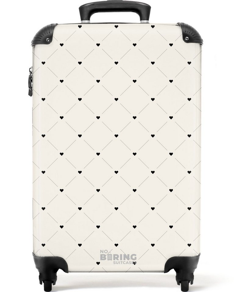 NoBoringSuitcases.com© Hartschalen-Trolley Valentine Herz kariert Muster schwarz und weiß 55x35x20cm, 4 Rollen, Handgepäck Koffer & Trolleys, Luggage, Reisekoffer Frauen von NoBoringSuitcases.com©