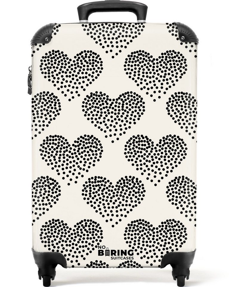 NoBoringSuitcases.com© Hartschalen-Trolley Valentine dots Herzmuster schwarz 55x35x20cm, 4 Rollen, Handgepäck Koffer & Trolleys, Luggage, Reisekoffer Frauen von NoBoringSuitcases.com©