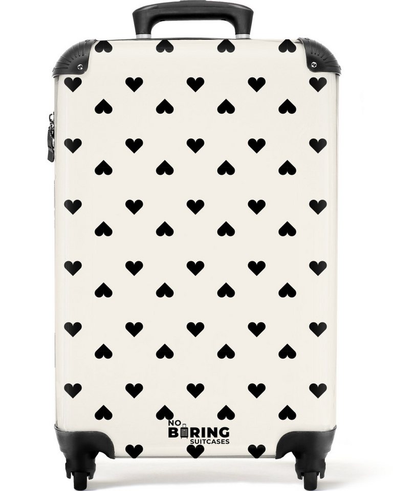 NoBoringSuitcases.com© Hartschalen-Trolley Valentinsherzen im Rautenmuster schwarz 55x35x20cm, 4 Rollen, Handgepäck Koffer & Trolleys, Luggage, Reisekoffer Frauen von NoBoringSuitcases.com©