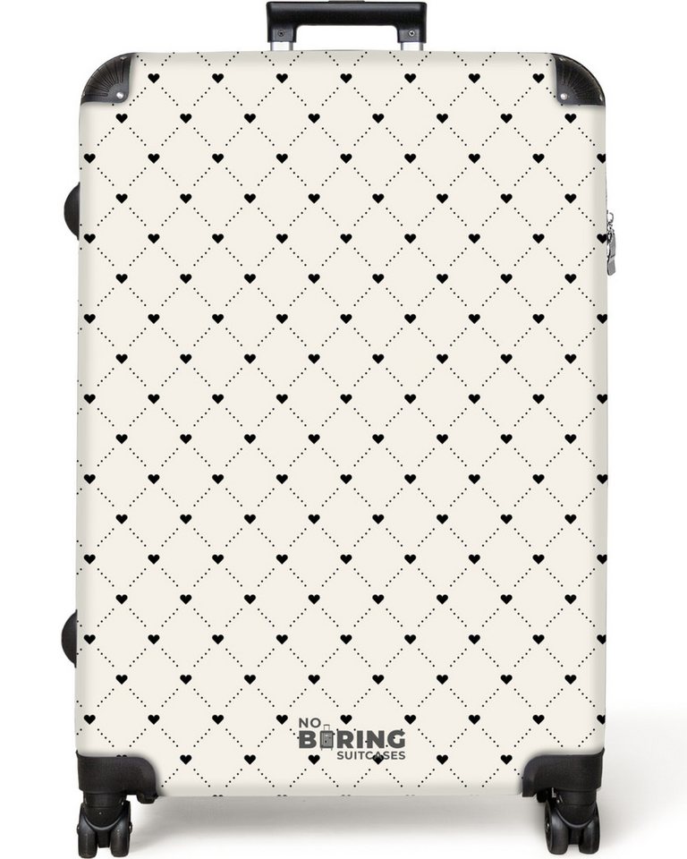 NoBoringSuitcases.com© Hartschalen-Trolley Valentinstag Herzen Rautenmuster Tupfen 77 cm - 98 L, 8 Rollen, Hartschalenkoffer Groß für 30kg, Frauen Reisekoffer Trolley von NoBoringSuitcases.com©