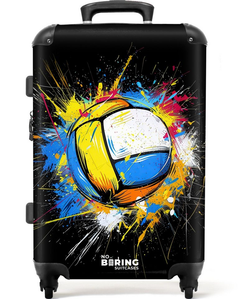 NoBoringSuitcases.com© Hartschalen-Trolley Volleyball mit Graffiti 67 cm - 72 L, 4 Rollen, Koffer Mittelgroß für 20kg, Suitcase für Erwachsene, Reisekoffer von NoBoringSuitcases.com©