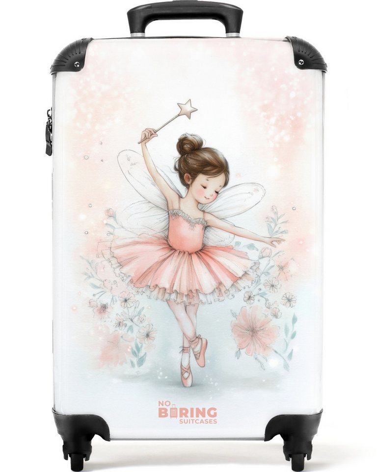 NoBoringSuitcases.com© Kinderkoffer Ballerina Fee auf Spitzen 55x35x20cm, 4 Rollen, Kinder Koffer Klein, Trolley Handgepäck, Reisekoffer von NoBoringSuitcases.com©