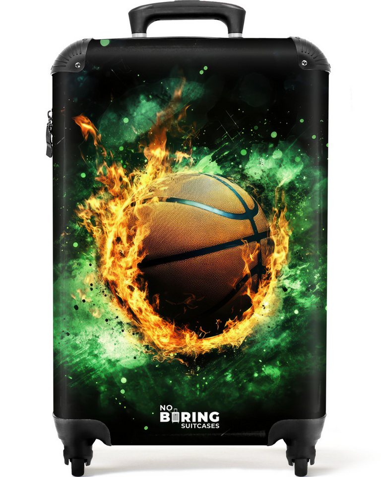 NoBoringSuitcases.com© Kinderkoffer Basketball in Flammen und explosiver Energie 55x35x20cm, 4 Rollen, Handgepäck Koffer, Hartschalenkoffer Kinder, Reisekoffer Jungen von NoBoringSuitcases.com©