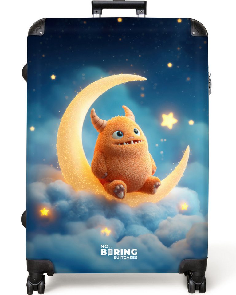 NoBoringSuitcases.com© Kinderkoffer Gelbes Ungeheuer auf dem Mond 77 cm - 98 L, 8 Rollen, Großer Reisetasche mit Rollen für 30kg, Kinderkoffer von NoBoringSuitcases.com©