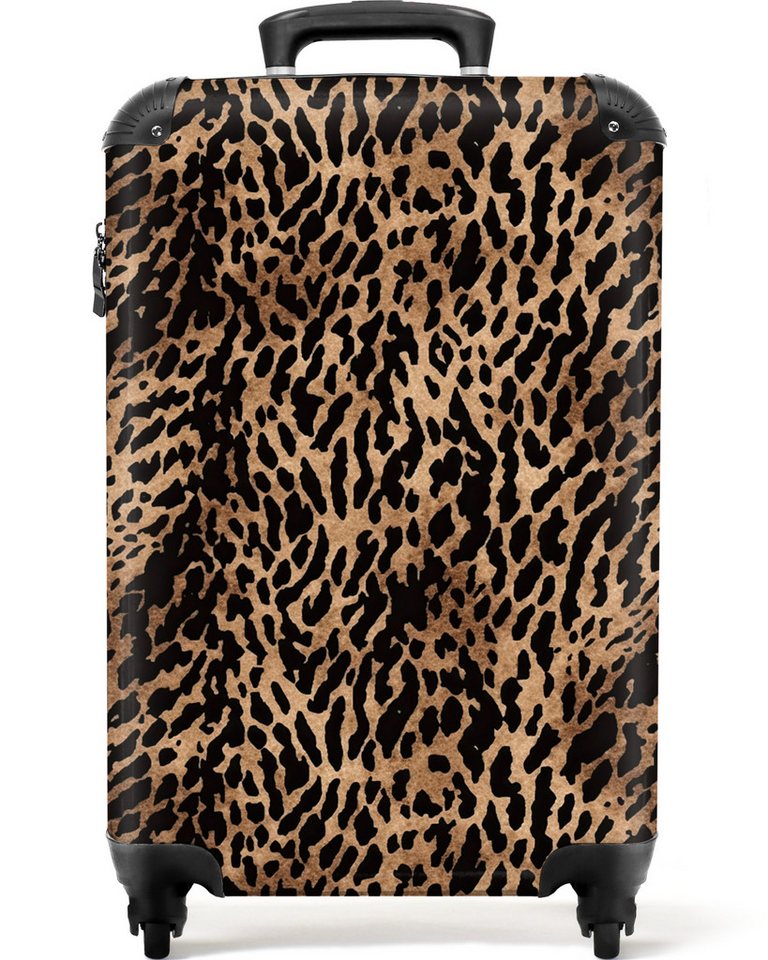 NoBoringSuitcases.com© Kinderkoffer Pantherdruck - Braun - Design - Tierdruck 55x35x20cm, 4 Rollen, Reisetasche mit Rollen, Koffer Handgepäck Flugzeug von NoBoringSuitcases.com©