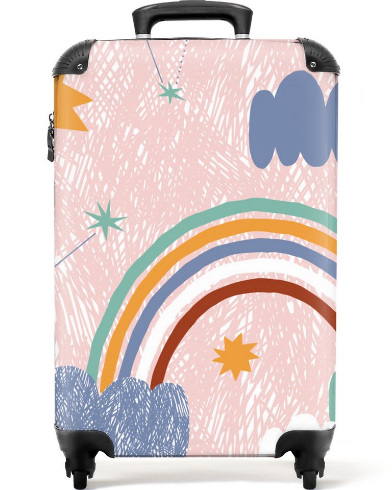 NoBoringSuitcases.com© Kinderkoffer Weltraum - Regenbogen - Sterne - Zeichnung - Mädchen 55x35x20cm, 4 Rollen, Handgepäck-Koffer, Kinderkoffer, Reisekoffer Mädchen von NoBoringSuitcases.com©