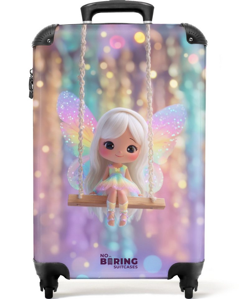 NoBoringSuitcases.com© Kinderkoffer Schaukelnde Fee mit Flügeln 55x35x20cm, 4 Rollen, Kinder Koffer Klein, Trolley Handgepäck, Reisekoffer von NoBoringSuitcases.com©