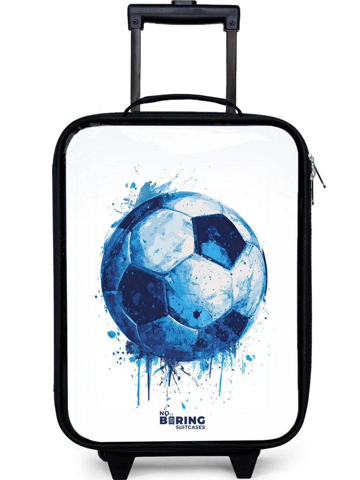 NoBoringSuitcases.com© Kinderkoffer mit leuchtende Räder - Fußball - Farbspritzer - Blau - Ball, 2 Rollen, Kinder Koffer Klein, Trolley Handgepäck, Reisekoffer von NoBoringSuitcases.com©