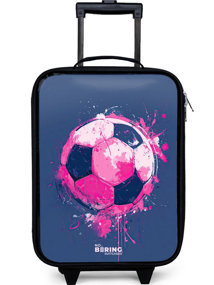 NoBoringSuitcases.com© Kinderkoffer mit leuchtende Räder - Fußball - Farbe - Rosa - Blau, 2 Rollen, Kinder Koffer Klein, Trolley Handgepäck, Reisekoffer von NoBoringSuitcases.com©