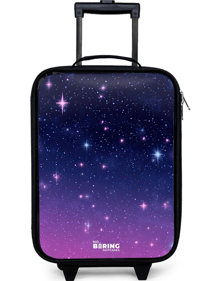 NoBoringSuitcases.com© Kinderkoffer mit leuchtende Räder - Sterne - Galaxie - Blau - Rosa, 2 Rollen, Kinder Koffer Klein, Trolley Handgepäck, Reisekoffer von NoBoringSuitcases.com©