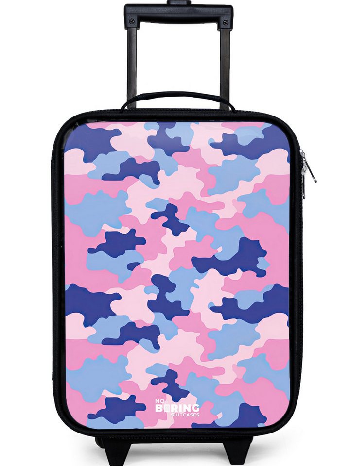 NoBoringSuitcases.com© Kinderkoffer mit leuchtende Räder - Tarnfarben - Rosa - Blau, 2 Rollen, Kinder Koffer Klein, Trolley Handgepäck, Reisekoffer von NoBoringSuitcases.com©