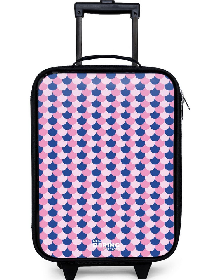 NoBoringSuitcases.com© Kinderkoffer mit leuchtende Räder - Skalen - Muster - Blau - Rosa, 2 Rollen, Kinder Koffer Klein, Trolley Handgepäck, Reisekoffer von NoBoringSuitcases.com©