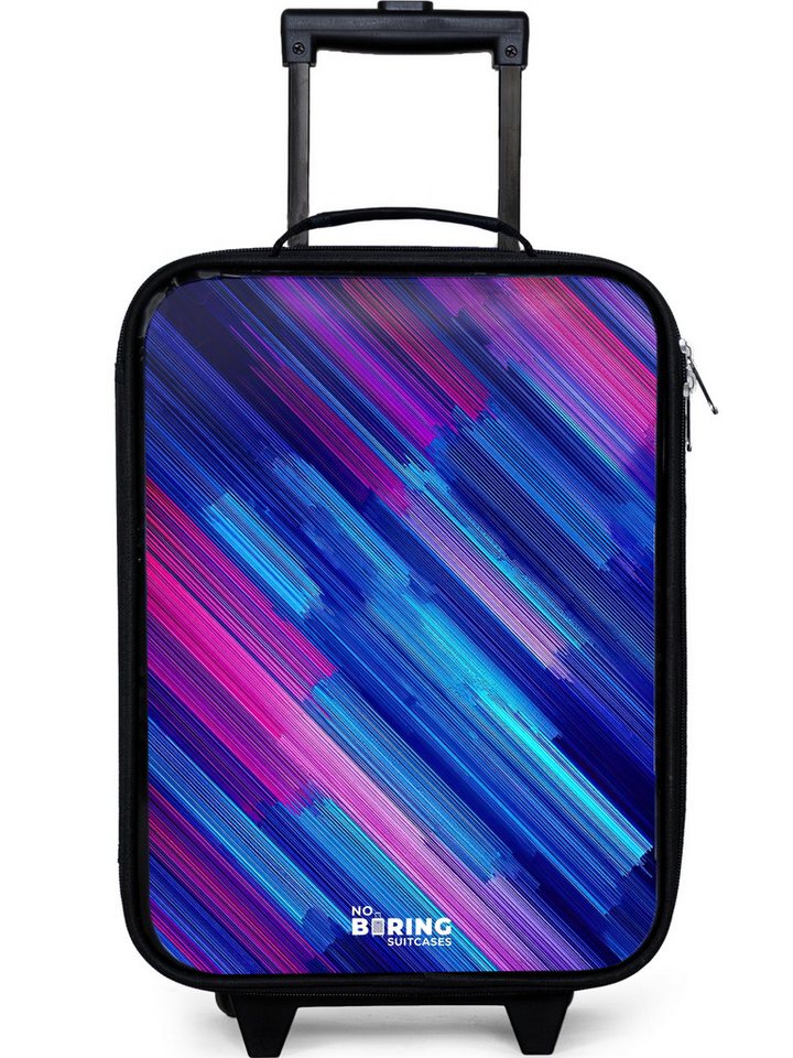 NoBoringSuitcases.com© Kinderkoffer mit leuchtende Räder - Neon - Streifen - Abstrakt - Blau - Rosa, 2 Rollen, Kinder Koffer Klein, Trolley Handgepäck, Reisekoffer von NoBoringSuitcases.com©