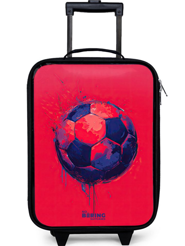 NoBoringSuitcases.com© Kinderkoffer mit leuchtende Räder - Fußball - Farbe - Blau - Rot, 2 Rollen, Kinder Koffer Klein, Trolley Handgepäck, Reisekoffer von NoBoringSuitcases.com©