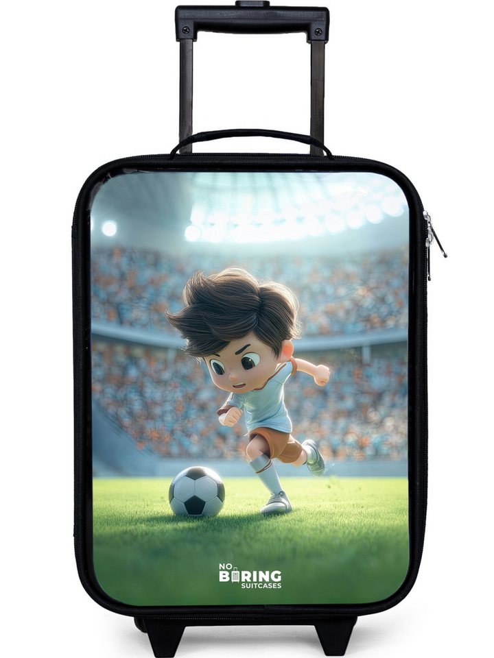 NoBoringSuitcases.com© Kinderkoffer mit leuchtende Räder - Junge - Fußball - Stadion - Sonnenlicht, 2 Rollen, Kinder Koffer Klein, Trolley Handgepäck, Reisekoffer von NoBoringSuitcases.com©