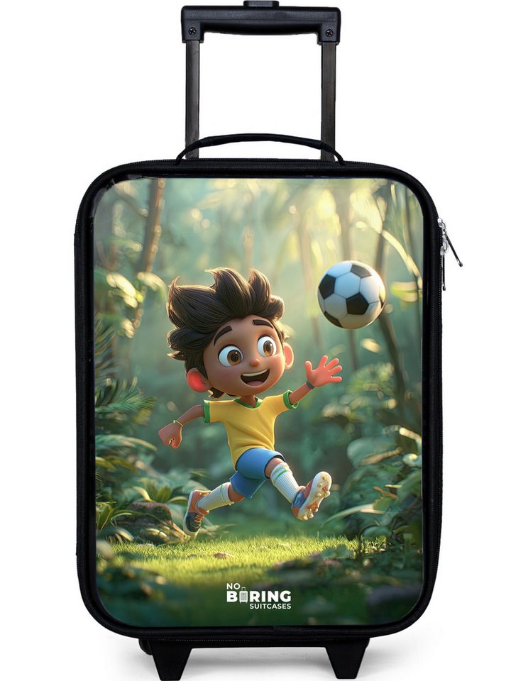 NoBoringSuitcases.com© Kinderkoffer mit leuchtende Räder - Fußball - Junge - Wald, 2 Rollen, Kinder Koffer Klein, Trolley Handgepäck, Reisekoffer von NoBoringSuitcases.com©