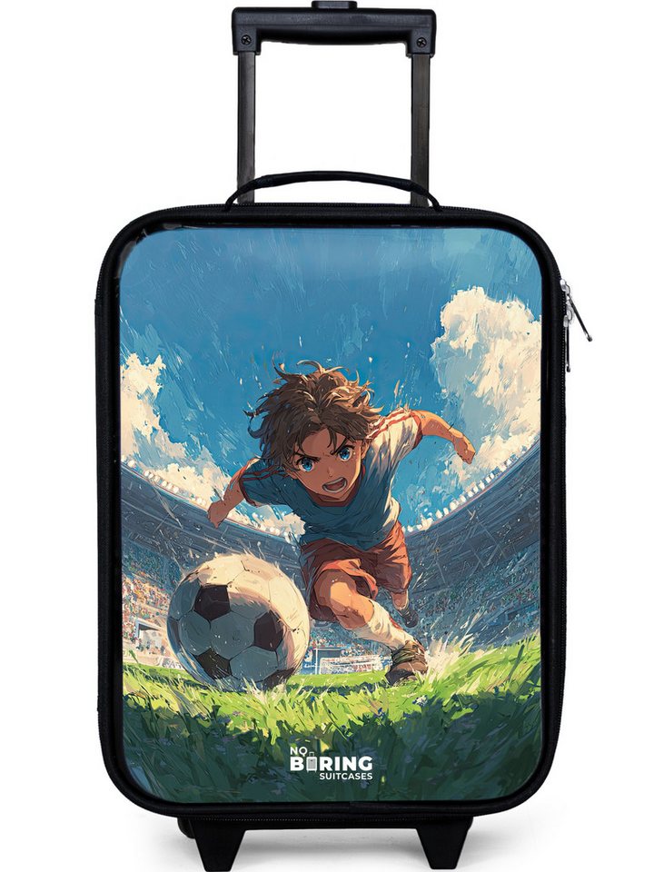 NoBoringSuitcases.com© Kinderkoffer mit leuchtende Räder - Stadion - Fußball - Junge, 2 Rollen, Kinder Koffer Klein, Trolley Handgepäck, Reisekoffer von NoBoringSuitcases.com©