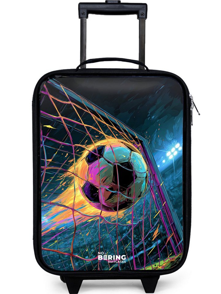 NoBoringSuitcases.com© Kinderkoffer mit leuchtende Räder - Neon - Netz - Fußball - Farbenfroh, 2 Rollen, Kinder Koffer Klein, Trolley Handgepäck, Reisekoffer von NoBoringSuitcases.com©