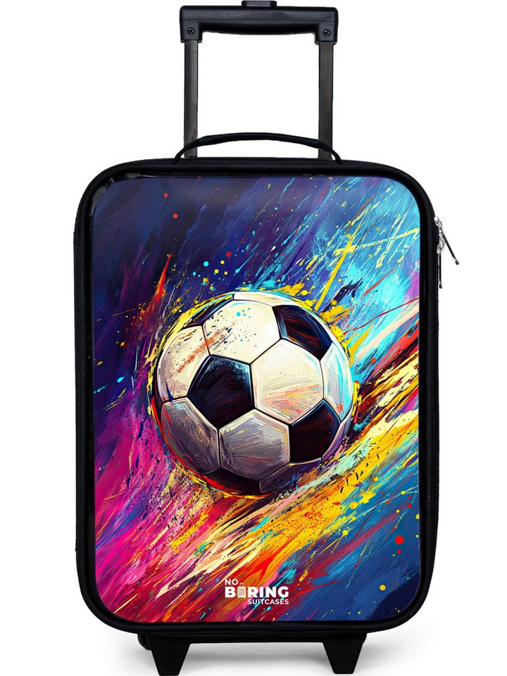 NoBoringSuitcases.com© Kinderkoffer mit leuchtende Räder - Neon - Fußball - Farbenfroh, 2 Rollen, Kinder Koffer Klein, Trolley Handgepäck, Reisekoffer von NoBoringSuitcases.com©
