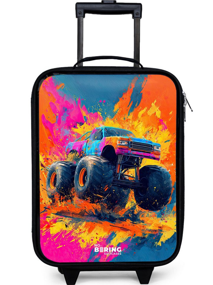 NoBoringSuitcases.com© Kinderkoffer mit leuchtende Räder - Monstertruck - Farbspritzer - Bunt - Explosion, 2 Rollen, Kinder Koffer Klein, Trolley Handgepäck, Reisekoffer von NoBoringSuitcases.com©