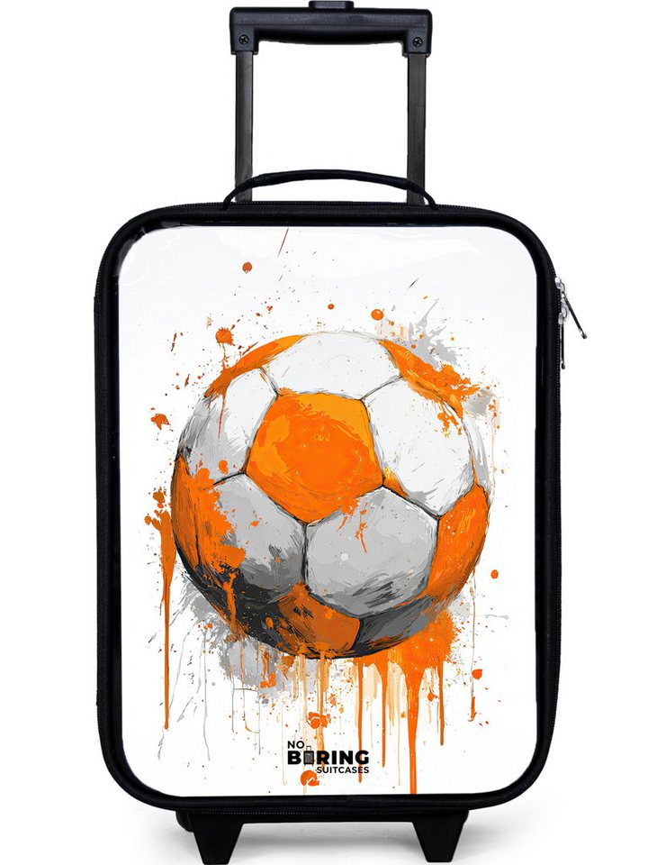 NoBoringSuitcases.com© Kinderkoffer mit leuchtende Räder - Fußball - Farbe - Orange, 2 Rollen, Kinder Koffer Klein, Trolley Handgepäck, Reisekoffer von NoBoringSuitcases.com©
