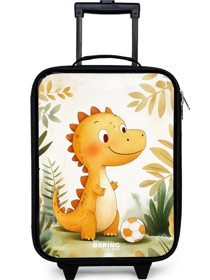 NoBoringSuitcases.com© Kinderkoffer mit leuchtende Räder - Dino - Fußball - Orange, 2 Rollen, Kinder Koffer Klein, Trolley Handgepäck, Reisekoffer von NoBoringSuitcases.com©