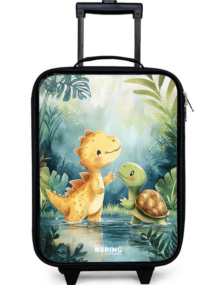 NoBoringSuitcases.com© Kinderkoffer mit leuchtende Räder - Dino - Schildkröte - Dschungel, 2 Rollen, Kinder Koffer Klein, Trolley Handgepäck, Reisekoffer von NoBoringSuitcases.com©