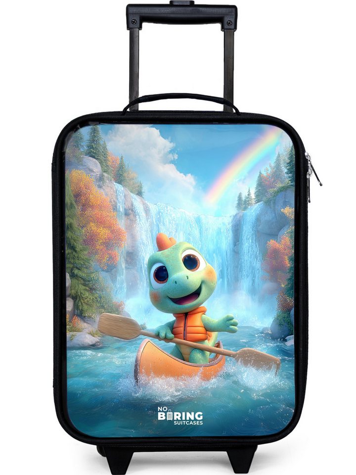 NoBoringSuitcases.com© Kinderkoffer mit leuchtende Räder - Dino - Natur - Wasserfall, 2 Rollen, Kinder Koffer Klein, Trolley Handgepäck, Reisekoffer von NoBoringSuitcases.com©