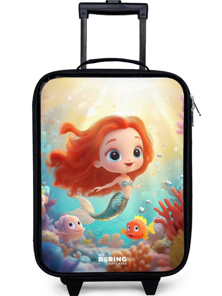 NoBoringSuitcases.com© Kinderkoffer mit leuchtende Räder - Meerjungfrau - Fisch - Koralle, 2 Rollen, Kinder Koffer Klein, Trolley Handgepäck, Reisekoffer von NoBoringSuitcases.com©