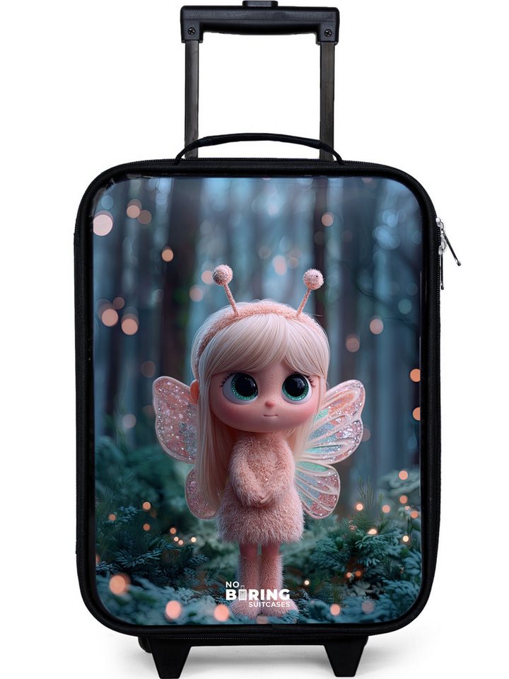 NoBoringSuitcases.com© Kinderkoffer mit leuchtende Räder - Fee - Wald - Glitzer, 2 Rollen, Kinder Koffer Klein, Trolley Handgepäck, Reisekoffer von NoBoringSuitcases.com©