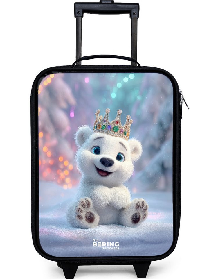 NoBoringSuitcases.com© Kinderkoffer mit leuchtende Räder - Eisbär - Krone - Winter, 2 Rollen, Kinder Koffer Klein, Trolley Handgepäck, Reisekoffer von NoBoringSuitcases.com©