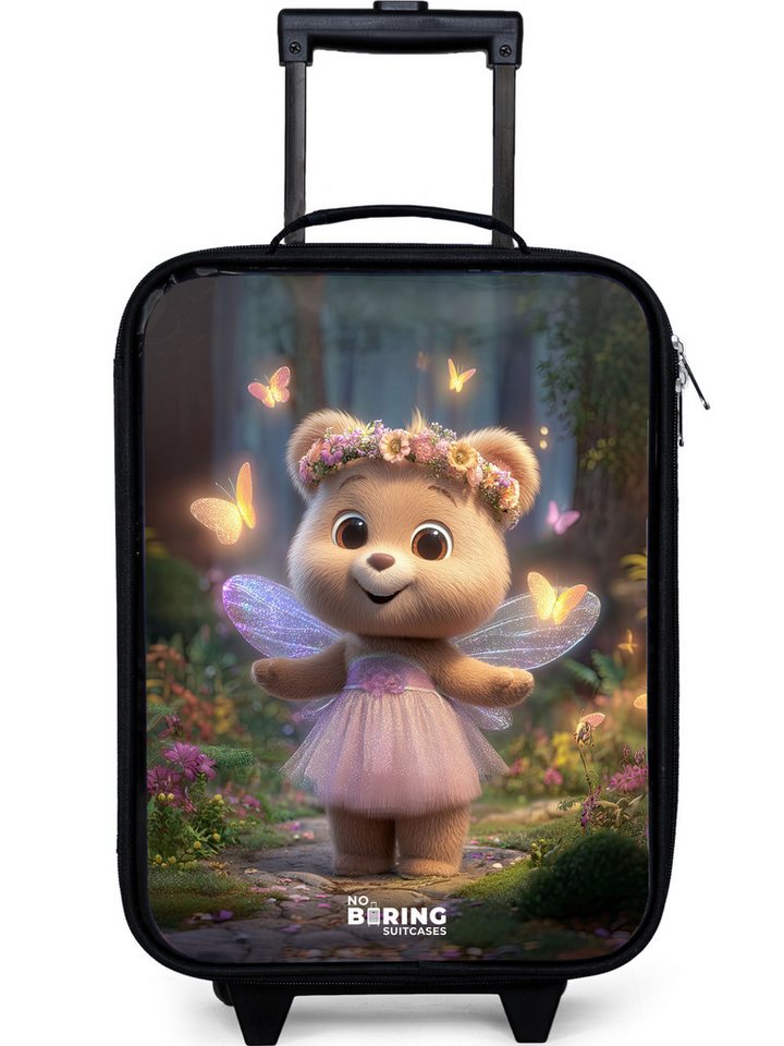NoBoringSuitcases.com© Kinderkoffer mit leuchtende Räder - Bär - Schmetterlinge - Wald - Fee, 2 Rollen, Kinder Koffer Klein, Trolley Handgepäck, Reisekoffer von NoBoringSuitcases.com©