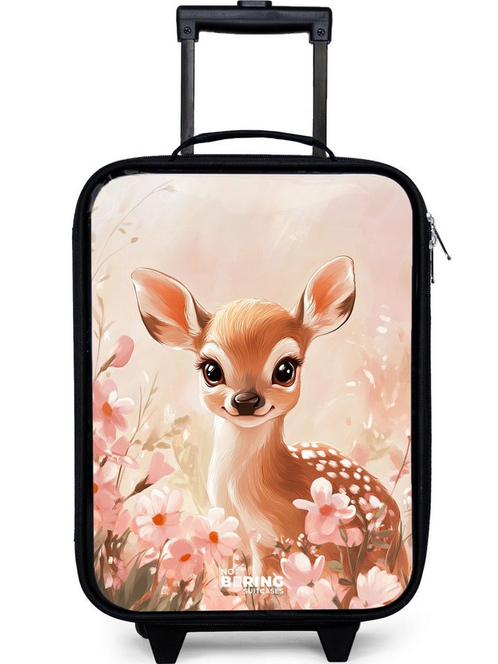 NoBoringSuitcases.com© Kinderkoffer mit leuchtende Räder - Hirsche - Augen - Punkte - Blumen, 2 Rollen, Kinder Koffer Klein, Trolley Handgepäck, Reisekoffer von NoBoringSuitcases.com©
