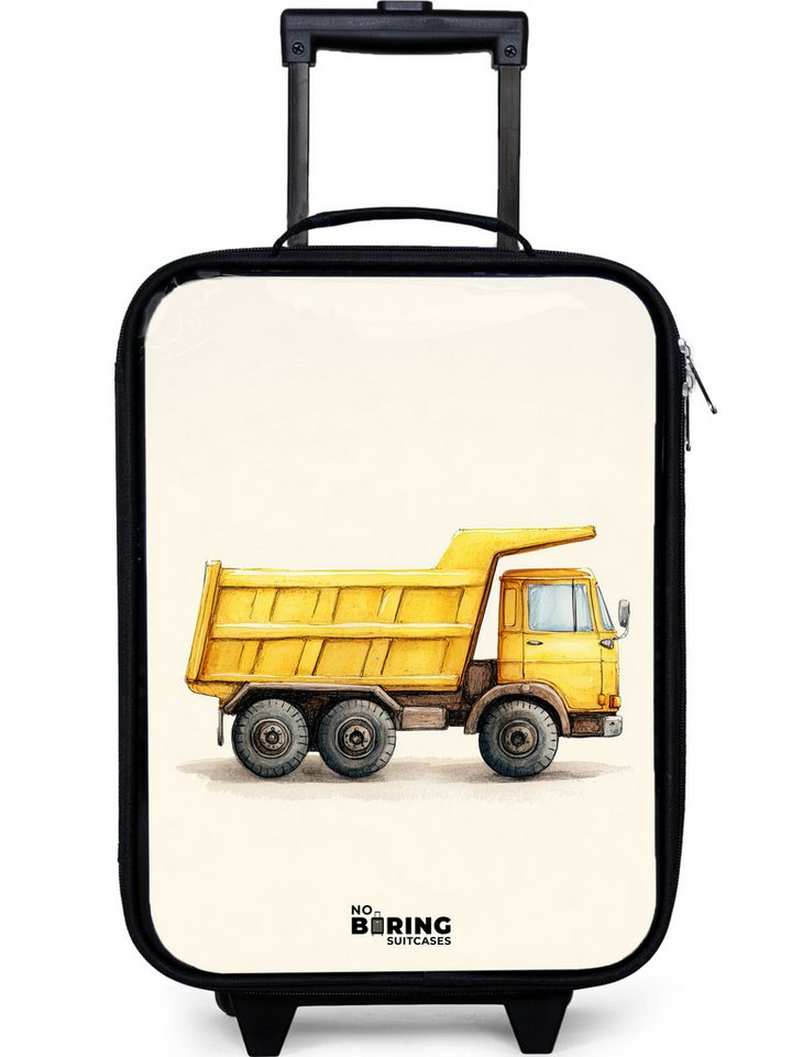 NoBoringSuitcases.com© Kinderkoffer mit leuchtende Räder - Muldenkipper - Signiert - Gelb, 2 Rollen, Kinder Koffer Klein, Trolley Handgepäck, Reisekoffer von NoBoringSuitcases.com©
