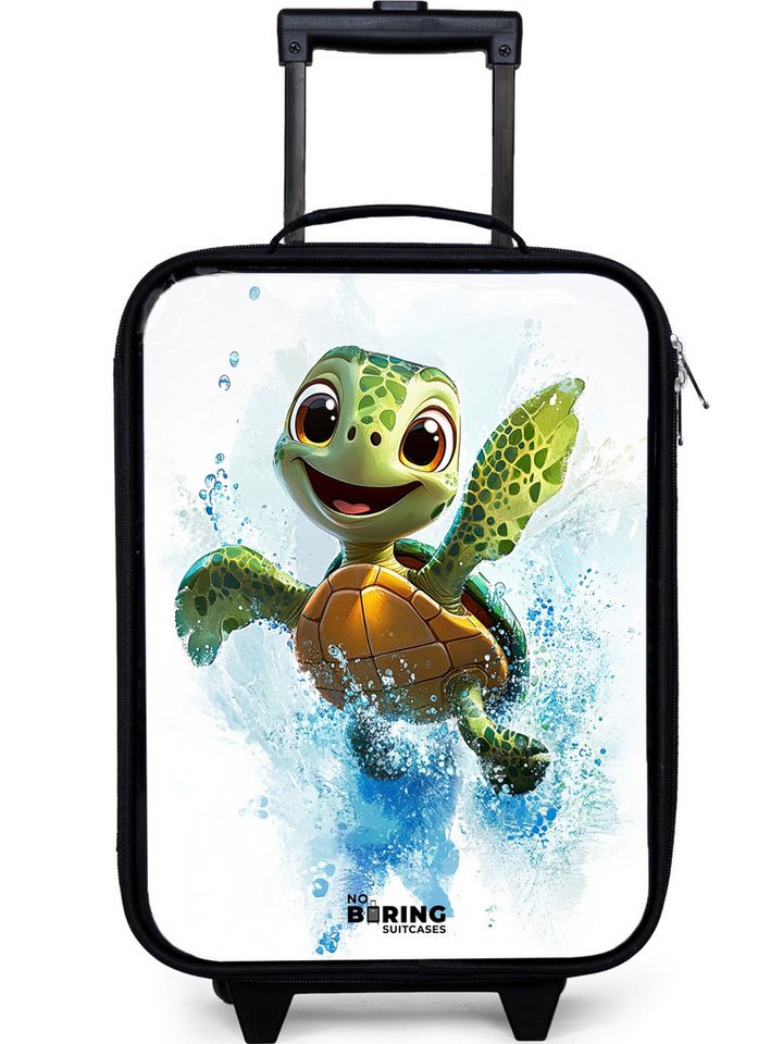 NoBoringSuitcases.com© Kinderkoffer mit leuchtende Räder - Schildkröte - Wasser - Grün, 2 Rollen, Kinder Koffer Klein, Trolley Handgepäck, Reisekoffer von NoBoringSuitcases.com©