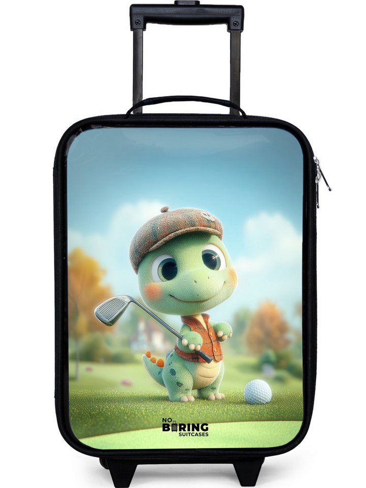 NoBoringSuitcases.com© Kinderkoffer mit leuchtende Räder - Golf - Dino - Grün, 2 Rollen, Kinder Koffer Klein, Trolley Handgepäck, Reisekoffer von NoBoringSuitcases.com©