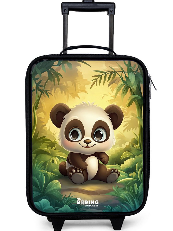 NoBoringSuitcases.com© Kinderkoffer mit leuchtende Räder - Panda - Bambuswald - Grün, 2 Rollen, Kinder Koffer Klein, Trolley Handgepäck, Reisekoffer von NoBoringSuitcases.com©