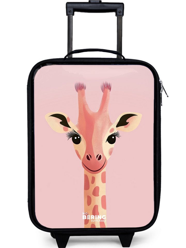 NoBoringSuitcases.com© Kinderkoffer mit leuchtende Räder - Giraffe - Wimpern - Minimalistisch - Rosa, 2 Rollen, Kinder Koffer Klein, Trolley Handgepäck, Reisekoffer von NoBoringSuitcases.com©