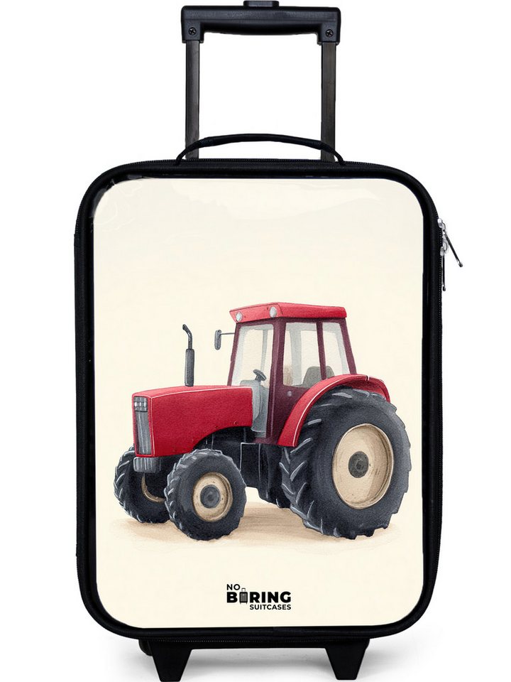 NoBoringSuitcases.com© Kinderkoffer mit leuchtende Räder - Traktor - Signiert - Rot, 2 Rollen, Kinder Koffer Klein, Trolley Handgepäck, Reisekoffer von NoBoringSuitcases.com©