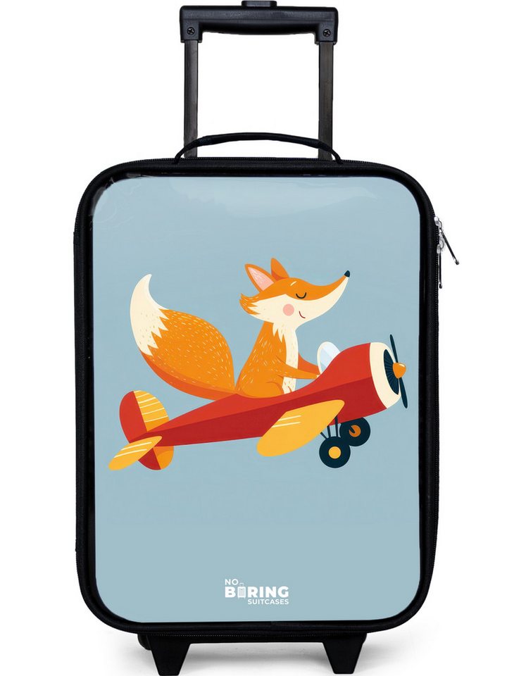 NoBoringSuitcases.com© Kinderkoffer mit leuchtende Räder - Fuchs - Flugzeug - Fliegen, 2 Rollen, Kinder Koffer Klein, Trolley Handgepäck, Reisekoffer von NoBoringSuitcases.com©