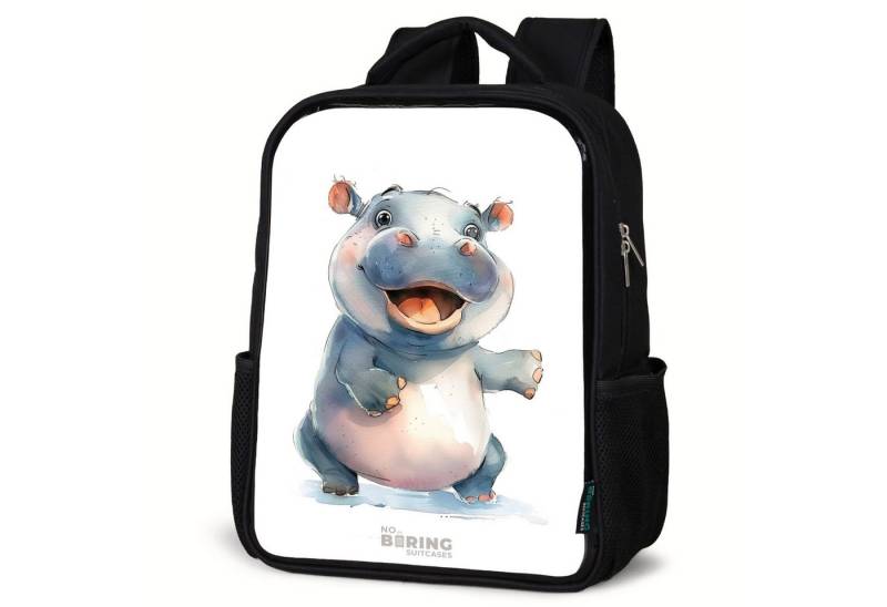 NoBoringSuitcases.com© Rucksack Baby-Nilpferd, Kinderrucksack Schwarz, Schulrucksack, Freizeitrucksack Jungen Mädchen von NoBoringSuitcases.com©