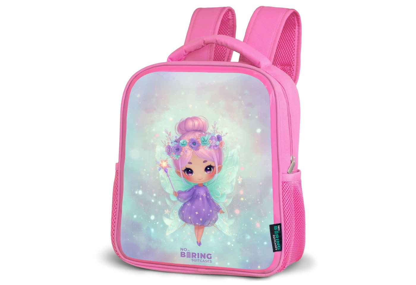 NoBoringSuitcases.com© Rucksack Blumenfee in pastellfarbenem Glanz, Kinderrucksack, Schulrucksack, Freizeitrucksack, Mädchen, Kindergarten von NoBoringSuitcases.com©