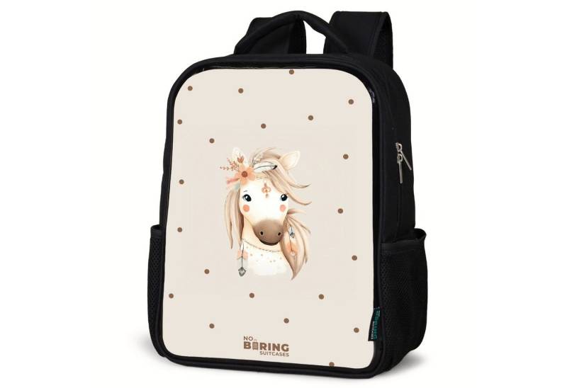 NoBoringSuitcases.com© Rucksack Böhmisches Pferd in Pastellfarben, Kinderrucksack Schwarz, Schulrucksack, Freizeitrucksack Jungen Mädchen von NoBoringSuitcases.com©
