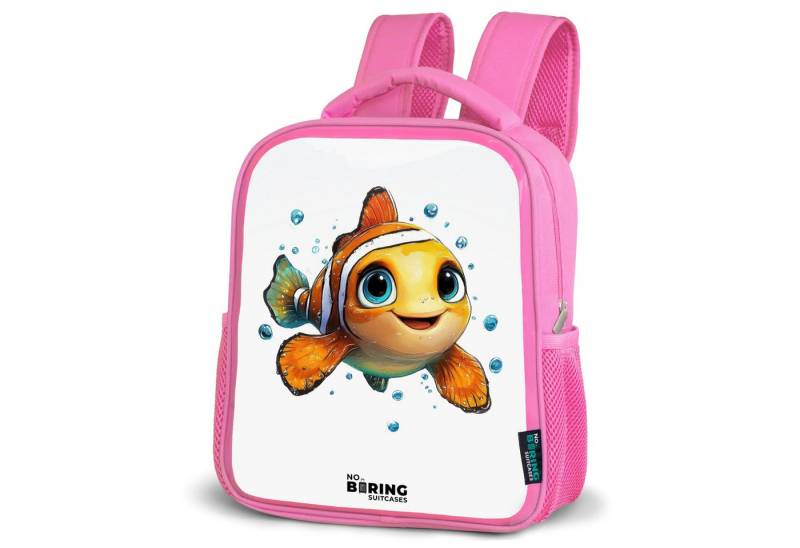 NoBoringSuitcases.com© Rucksack Clownfisch mit Blasen auf weißem Hintergrund, Kinderrucksack, Schulrucksack, Freizeitrucksack, Mädchen, Kindergarten von NoBoringSuitcases.com©