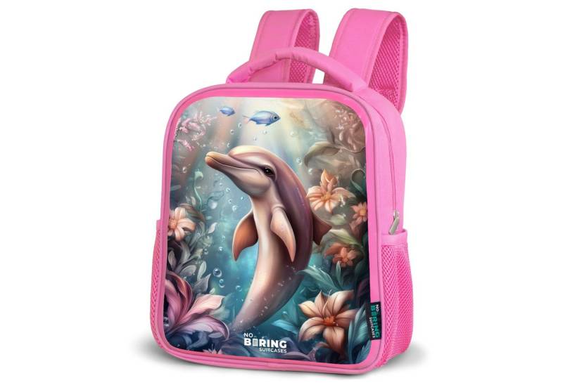 NoBoringSuitcases.com© Rucksack Delfin und Fisch in der Unterwasserblumenwelt, Kinderrucksack, Schulrucksack, Freizeitrucksack, Mädchen, Kindergarten von NoBoringSuitcases.com©